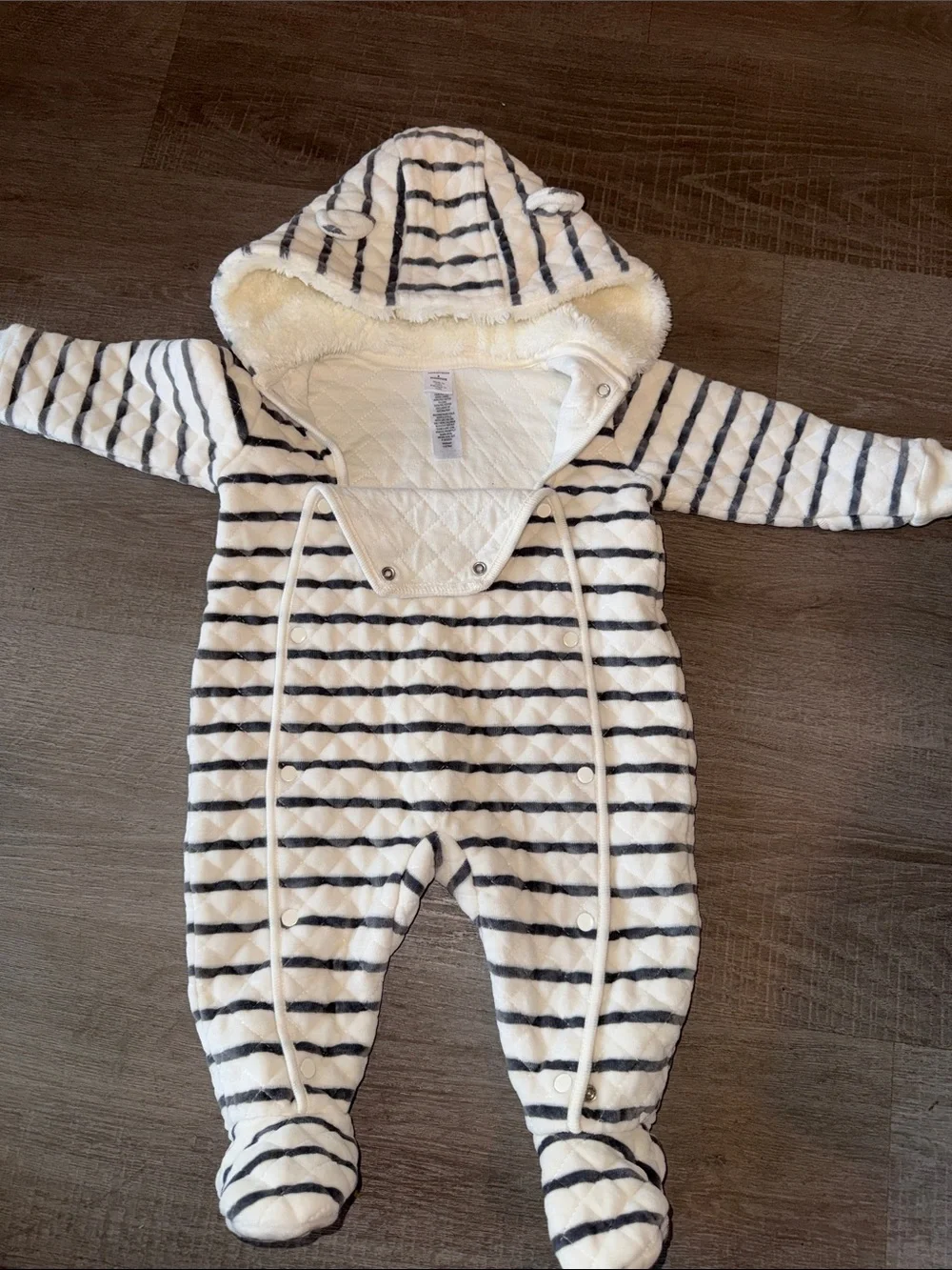 Nordstrom Baby Striped Quilted Fleece-Lined Winter Snowsuit Bunting (3-6M)